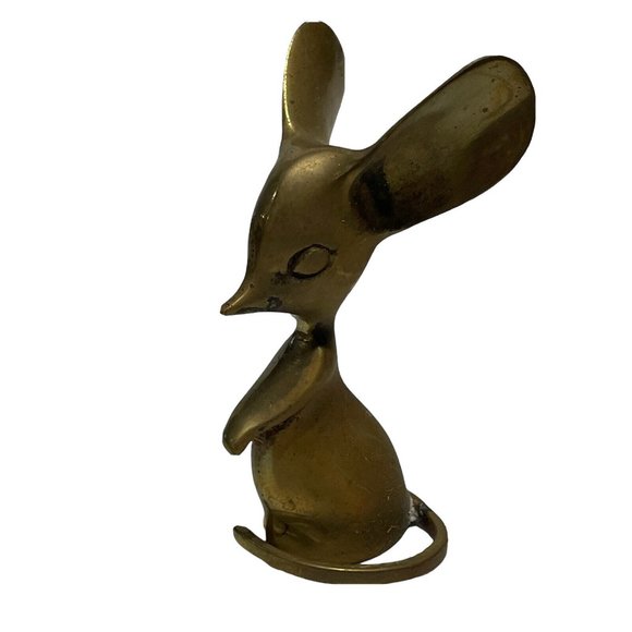 Other - Vintage Brass Mouse Big Ears Long MCM Figurine Paperweight Mid Century Modern